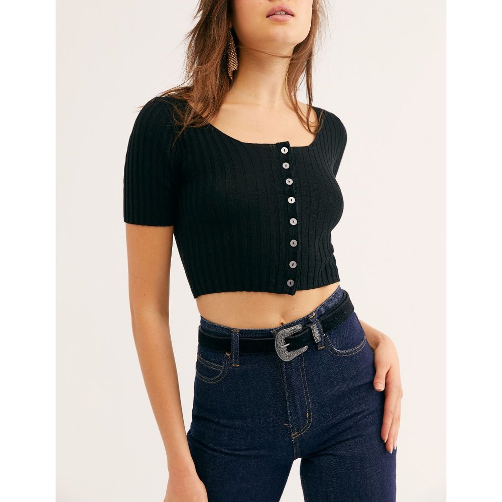 NWT Free People Little Cutie Cardi / Black